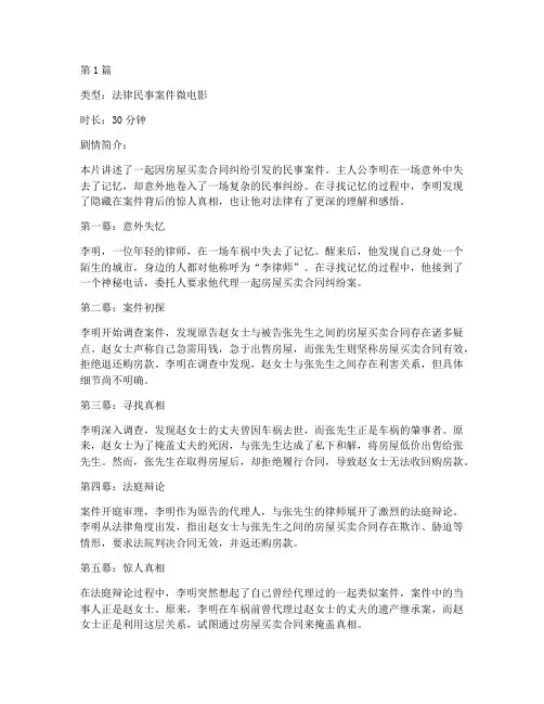 法律民事案件微电影题材(3篇)