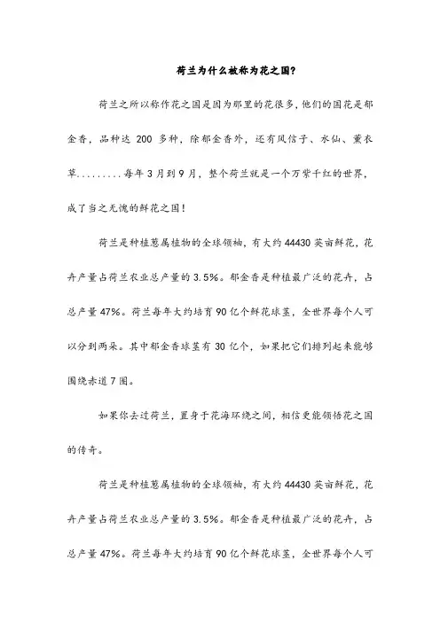 每日一知识-荷兰为什么被称为花之国