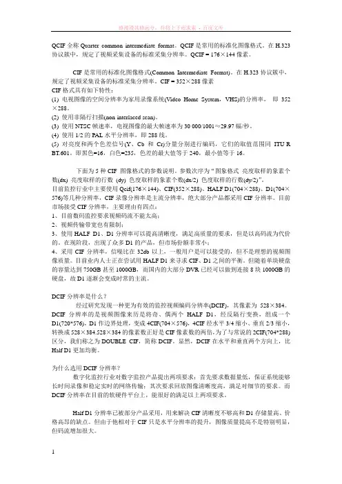摄像头的视线d1cif格式的区别