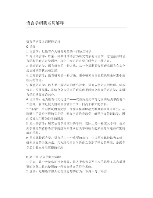 语言学纲要名词解释