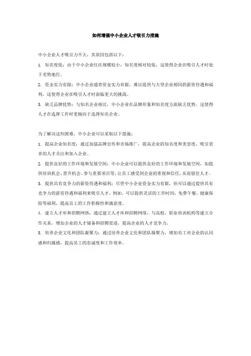 如何增强中小企业人才吸引力措施