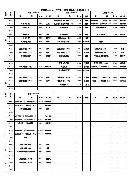 西安邮电学院2010-2011学年第一学期新校区课表-最终版