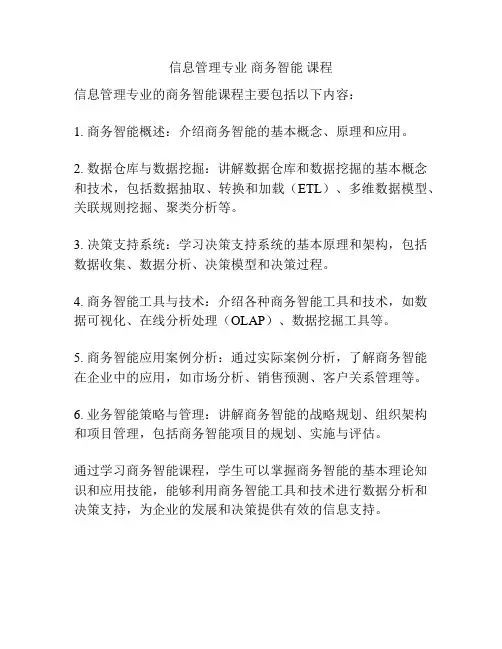信息管理专业 商务智能 课程