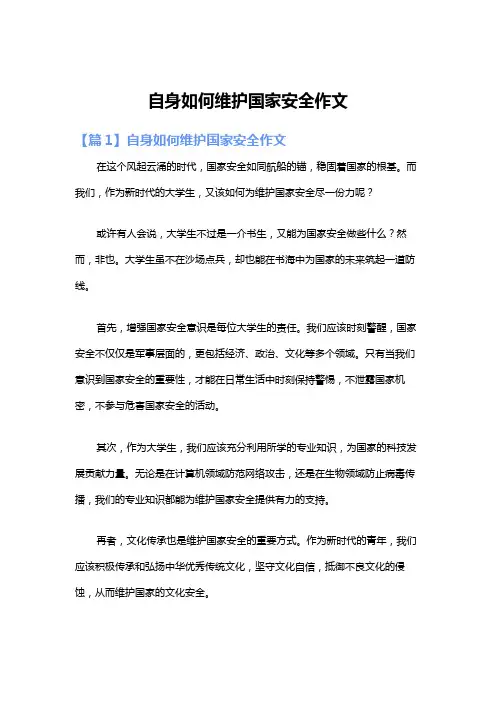 自身如何维护国家安全作文