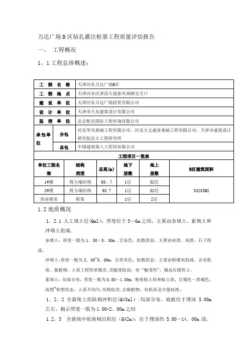 钻孔灌注桩基工程质量评估报告
