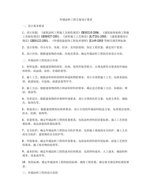 外墙涂料工程方案设计要求