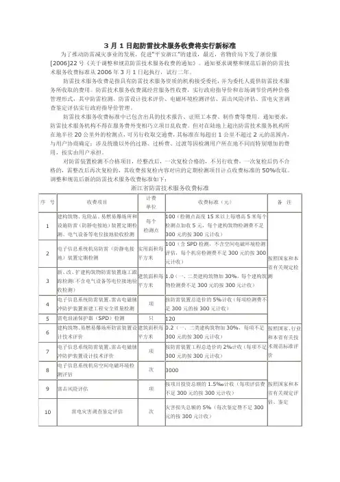 3月1日起防雷技术服务收费将实行新标准