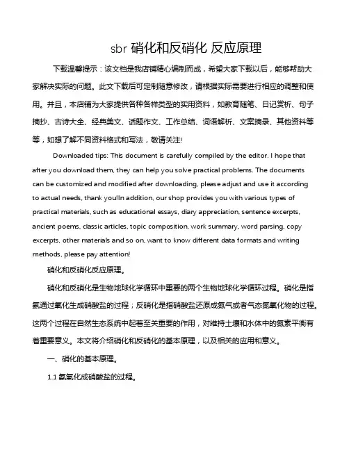 sbr 硝化和反硝化 反应原理