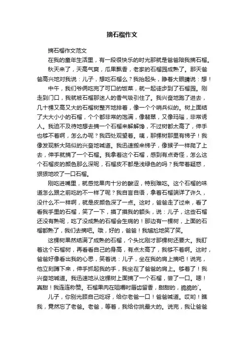 摘石榴作文范文