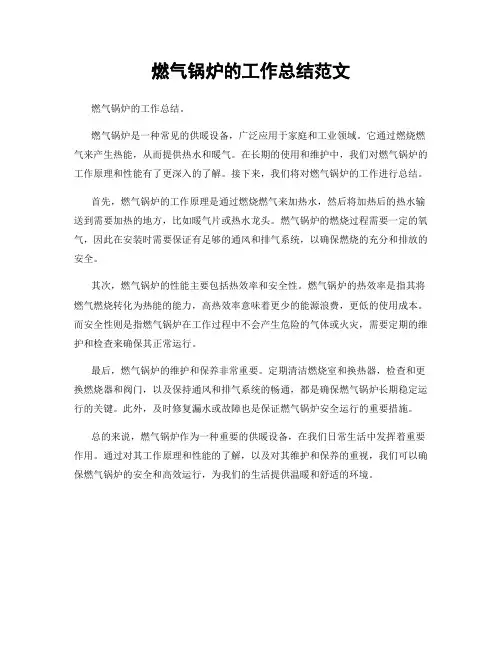 燃气锅炉的工作总结范文