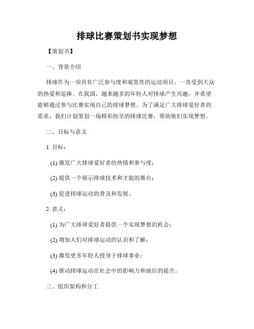 排球比赛策划书实现梦想