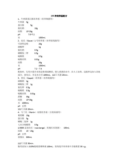 146种常见微生物培养基配方(可打印版)