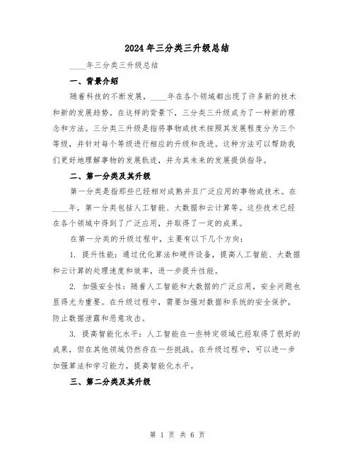 2024年三分类三升级总结(2篇)
