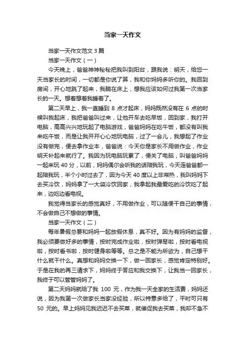 当家一天作文范文3篇