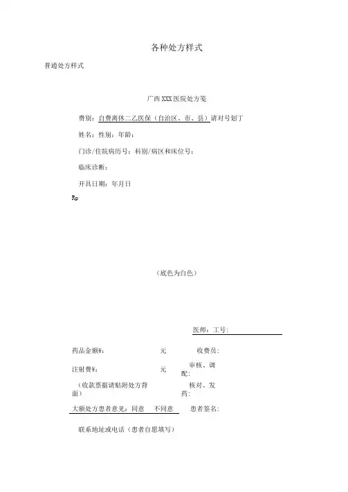 各种处方样式
