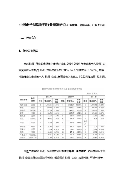 中国电子制造服务行业概况研究-行业竞争、外部因素、行业上下游