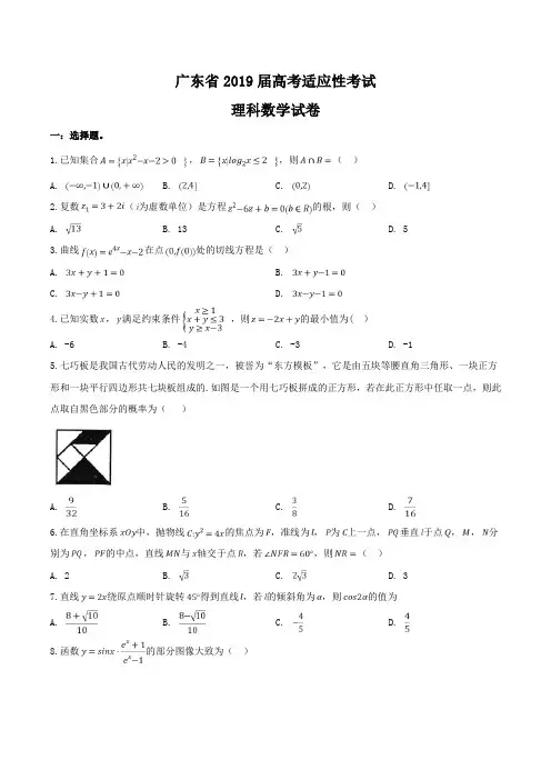 广东省2019届高三高考适应性考试数学(理)试卷含答案