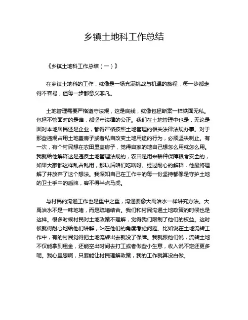 乡镇土地科工作总结