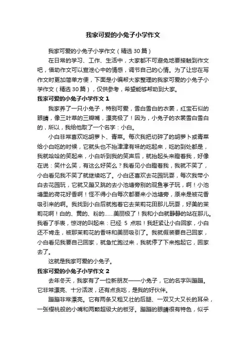 我家可爱的小兔子小学作文（精选30篇）