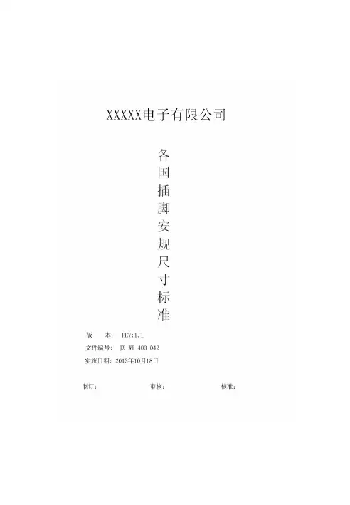 各国插脚安规尺寸标准