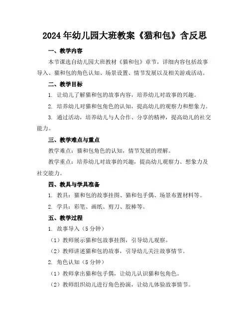 2024年幼儿园大班教案《猫和包》含反思