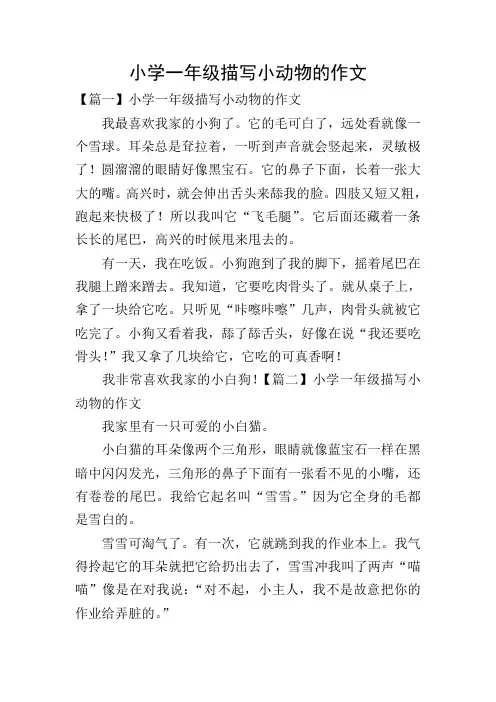 小学一年级描写小动物的作文