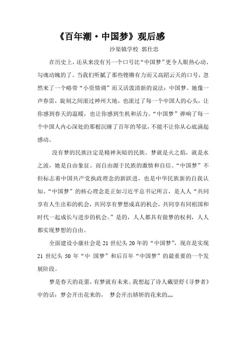 郭仕忠《百年潮.中国梦》观后感