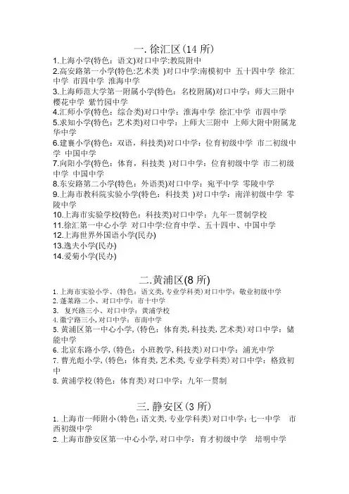 上海市重点小学排名