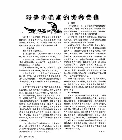 狐貉冬毛期的饲养管理
