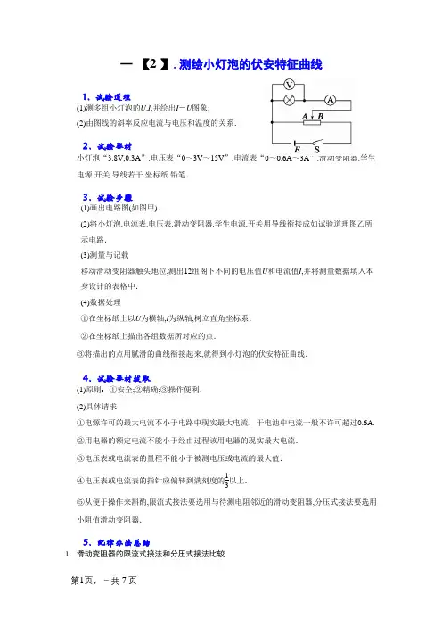 测绘小灯泡的伏安特性曲线及U—I图象的物理意义