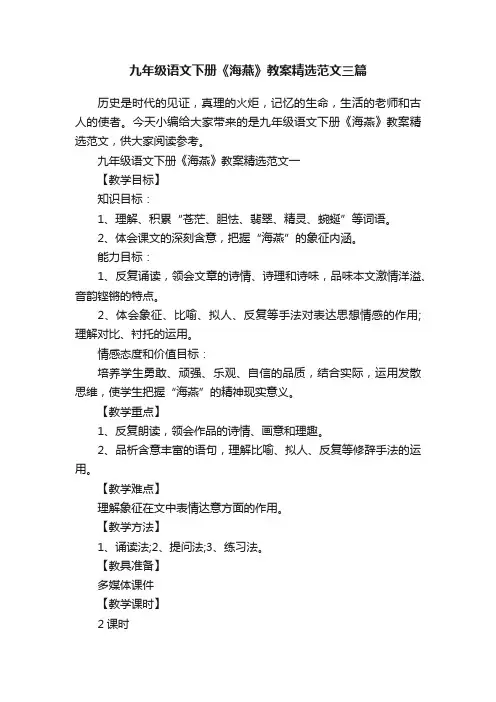 九年级语文下册《海燕》教案精选范文三篇