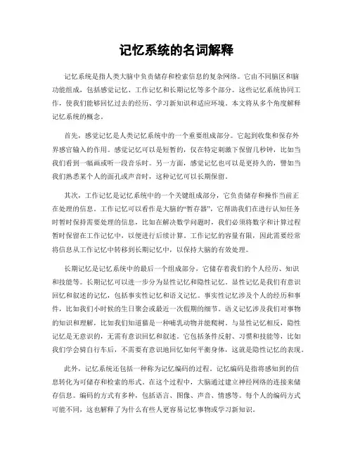 记忆系统的名词解释