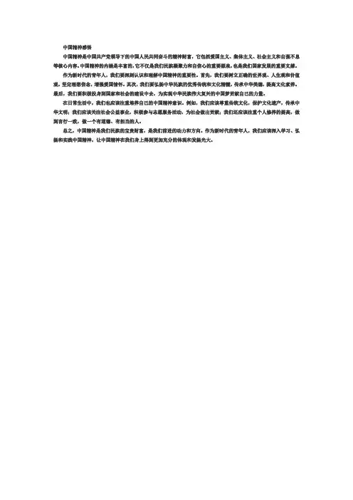 中国精神感悟500字