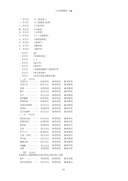 周杰伦所有歌名列表(20190812171023)