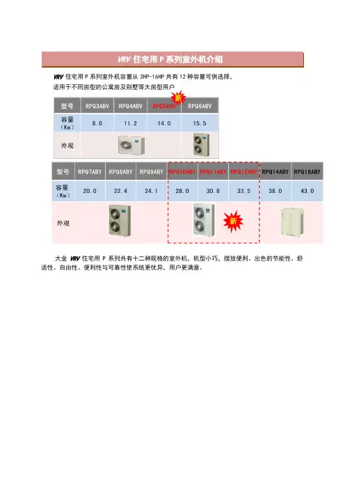 大金空调VRVP性能描述