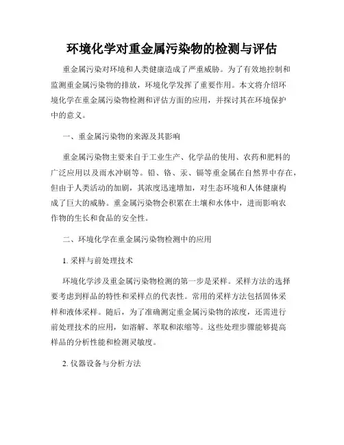 环境化学对重金属污染物的检测与评估