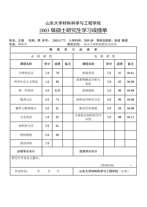 山东大学材料科学与工程学院