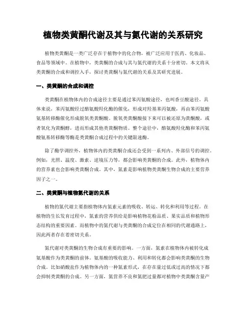 植物类黄酮代谢及其与氮代谢的关系研究