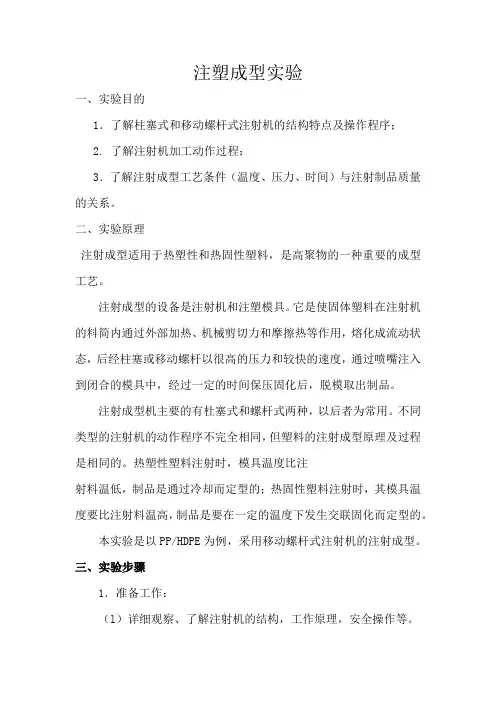 注塑成型实验