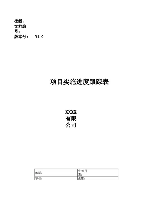 项目实施进度跟踪表 模板