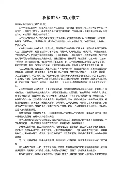积极的人生态度作文（精选28篇）