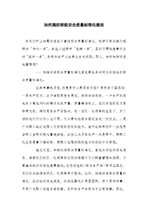 如何搞好班组安全质量标准化建设.docx