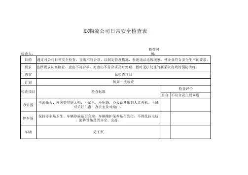 XX货车日常检查表