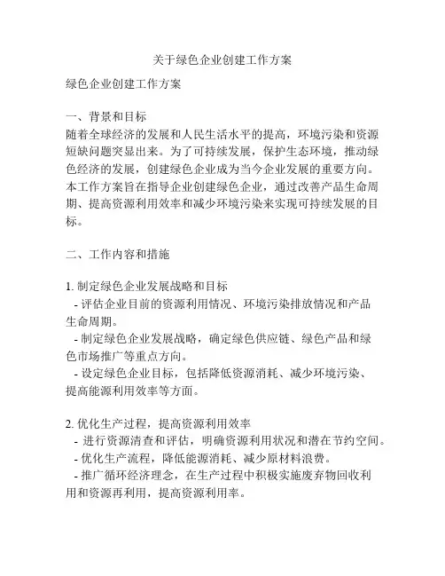 关于绿色企业创建工作方案