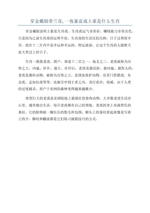 穿金戴银带兰花,一夜暴富成土豪是什么生肖