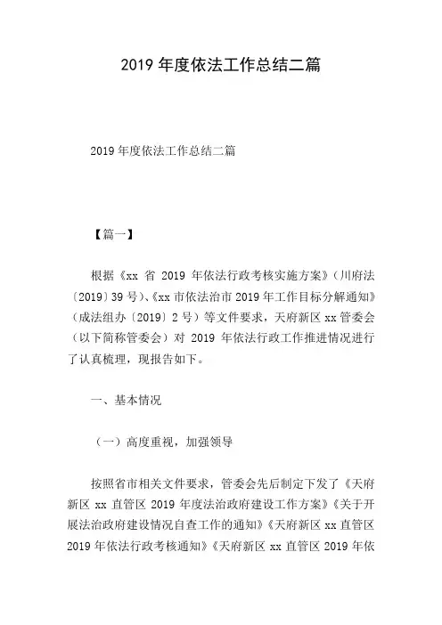 2019年度依法工作总结二篇