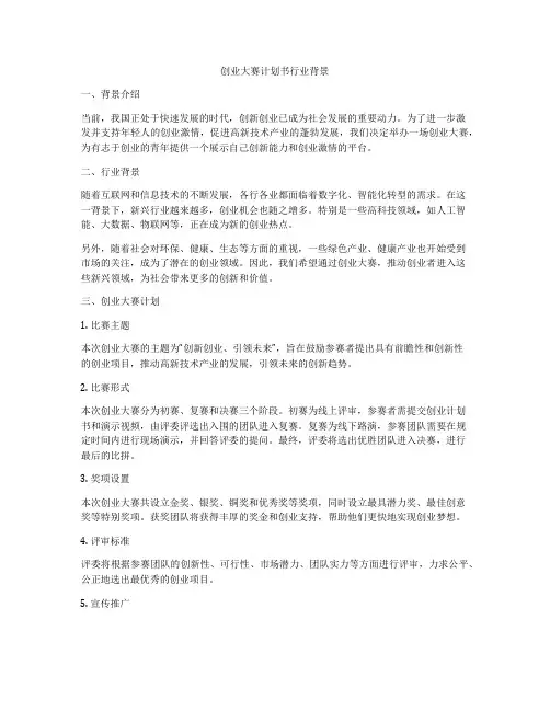 创业大赛计划书行业背景