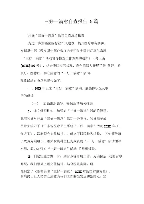 三好一满意自查报告5篇