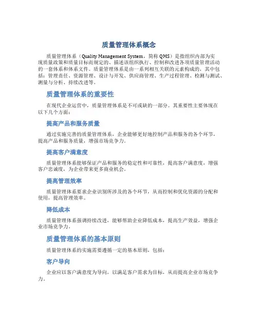 质量管理体系概念