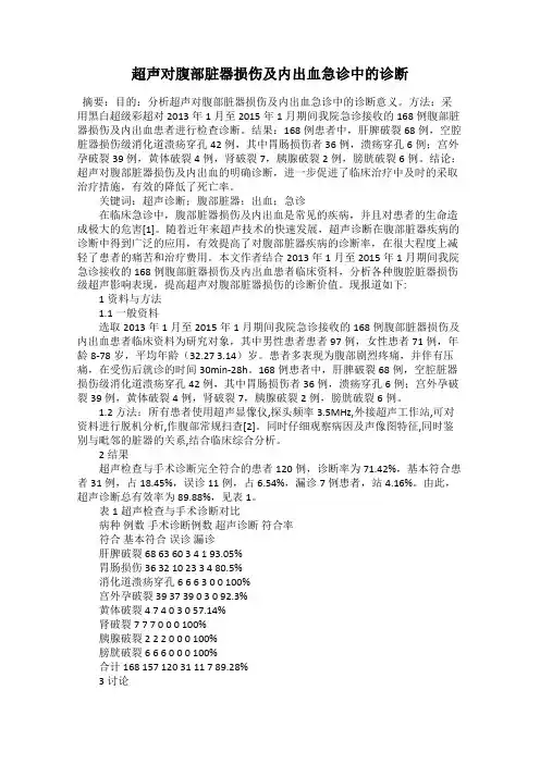 超声对腹部脏器损伤及内出血急诊中的诊断
